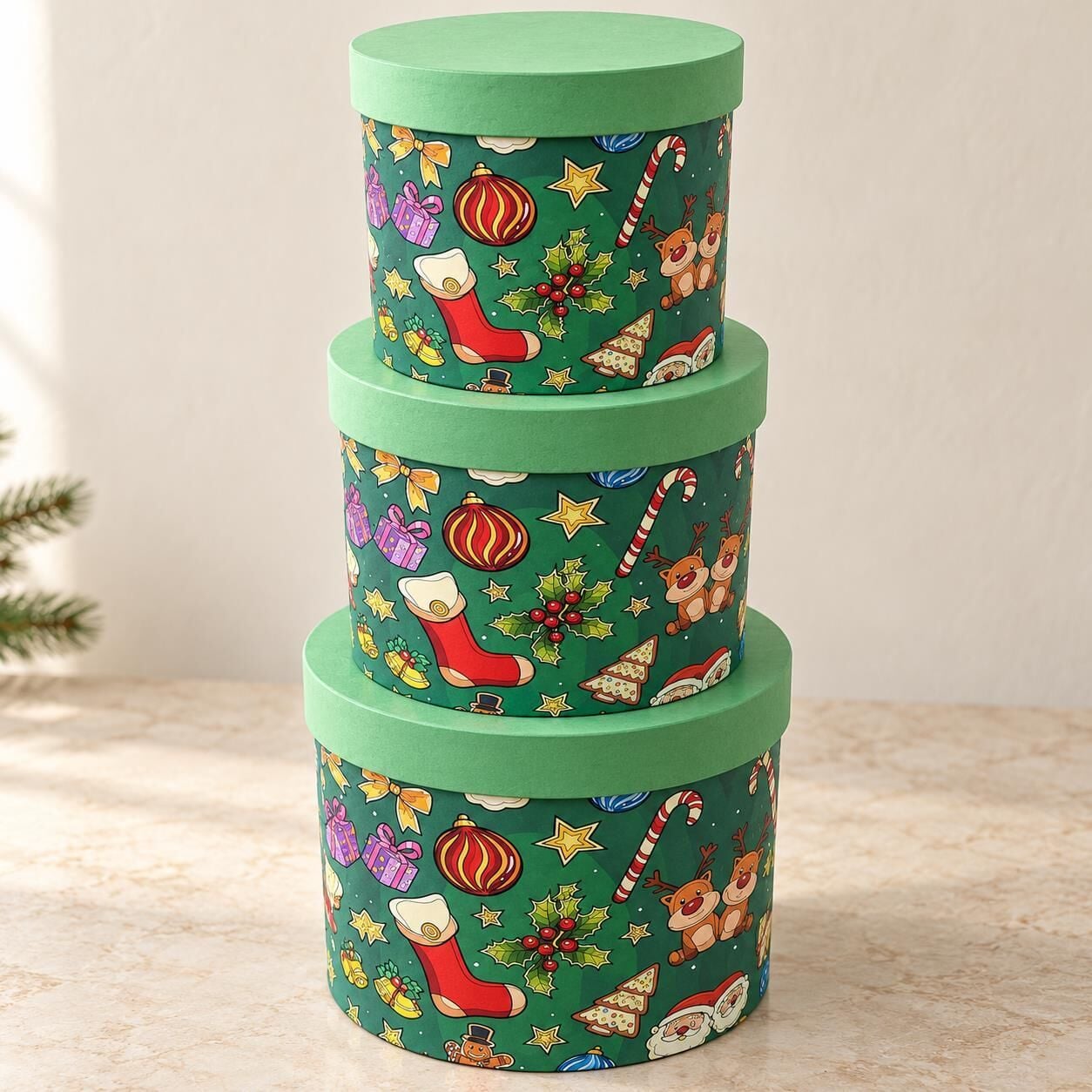 KUTU NOEL 3 LÜ SİLİNDİR 20X20H 17X17H 15X15H
