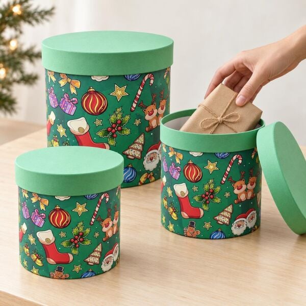 KUTU NOEL 3 LÜ SİLİNDİR 20X20H 17X17H 15X15H