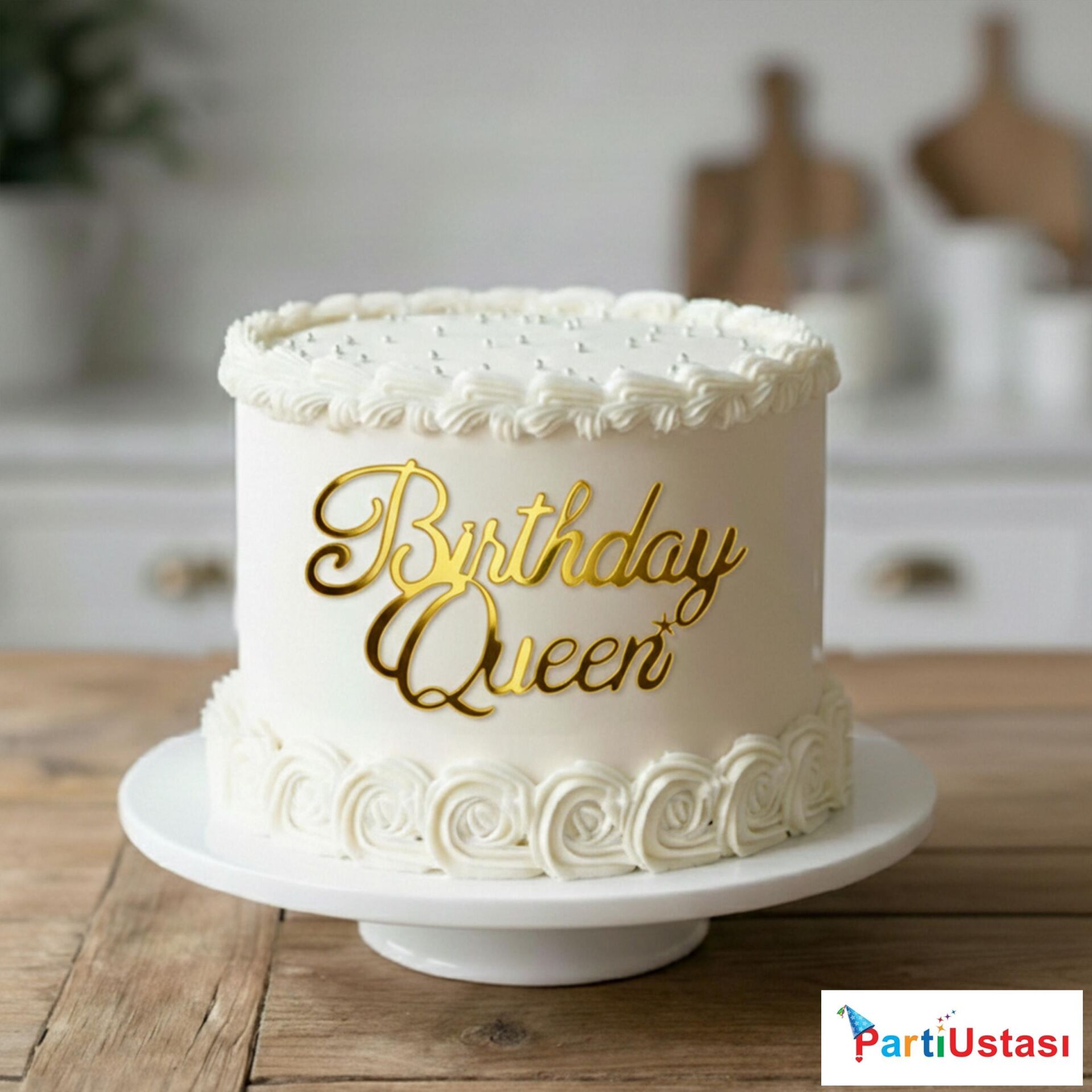 PASTA ÖNÜ YAZI PLEKSİ BİRTHDAY QUEEN GOLD
