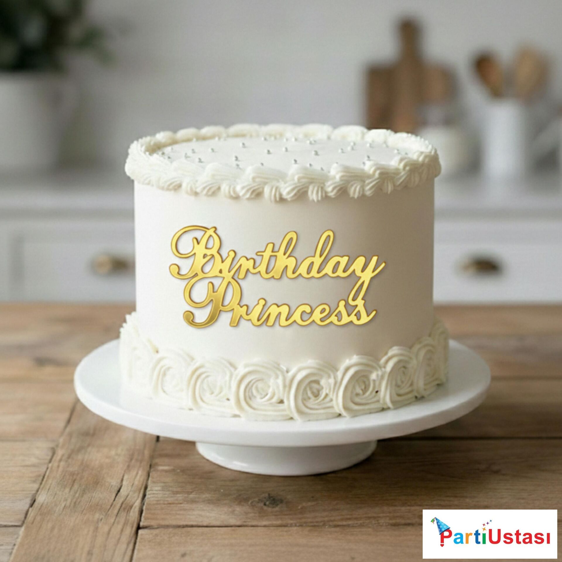 PASTA ÖNÜ YAZI PLEKSİ BİRTHDAY PRİNCESS GOLD