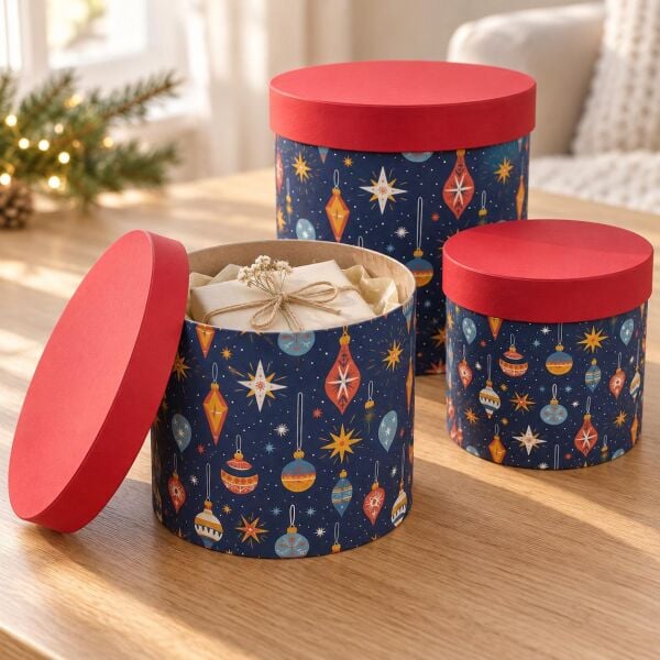KUTU NOEL 3 LÜ SİLİNDİR 20X20H 17X17H 15X15H