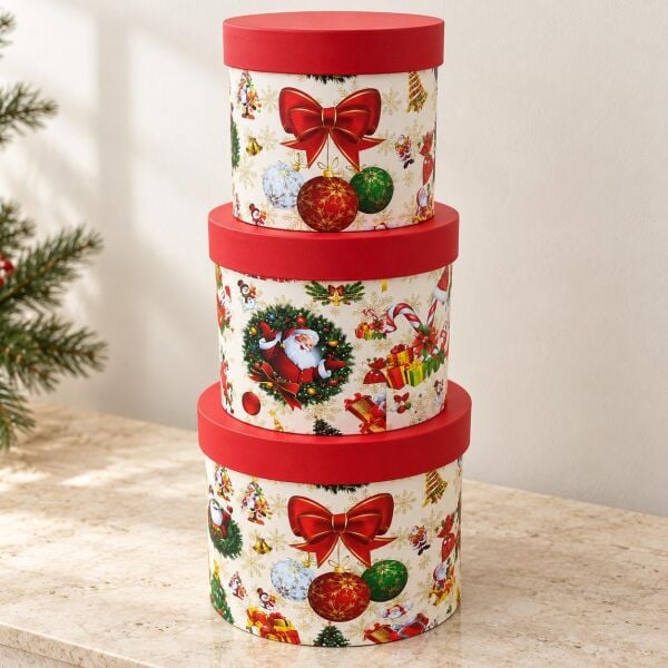 KUTU NOEL 3 LÜ SİLİNDİR 20X20H 17X17H 15X15H