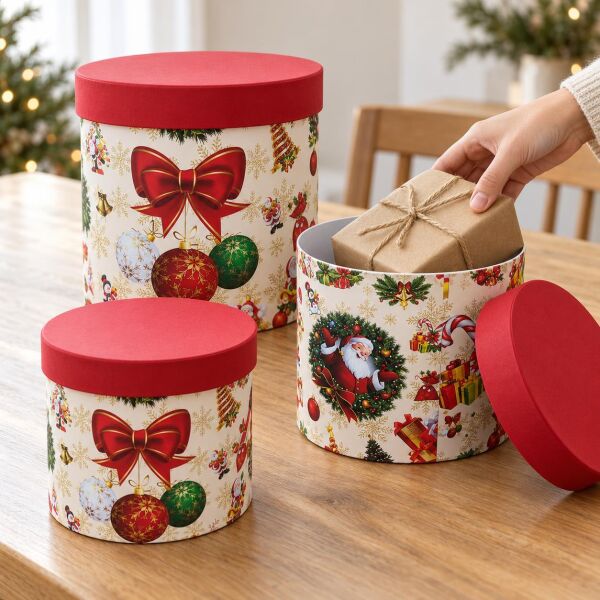 KUTU NOEL 3 LÜ SİLİNDİR 20X20H 17X17H 15X15H