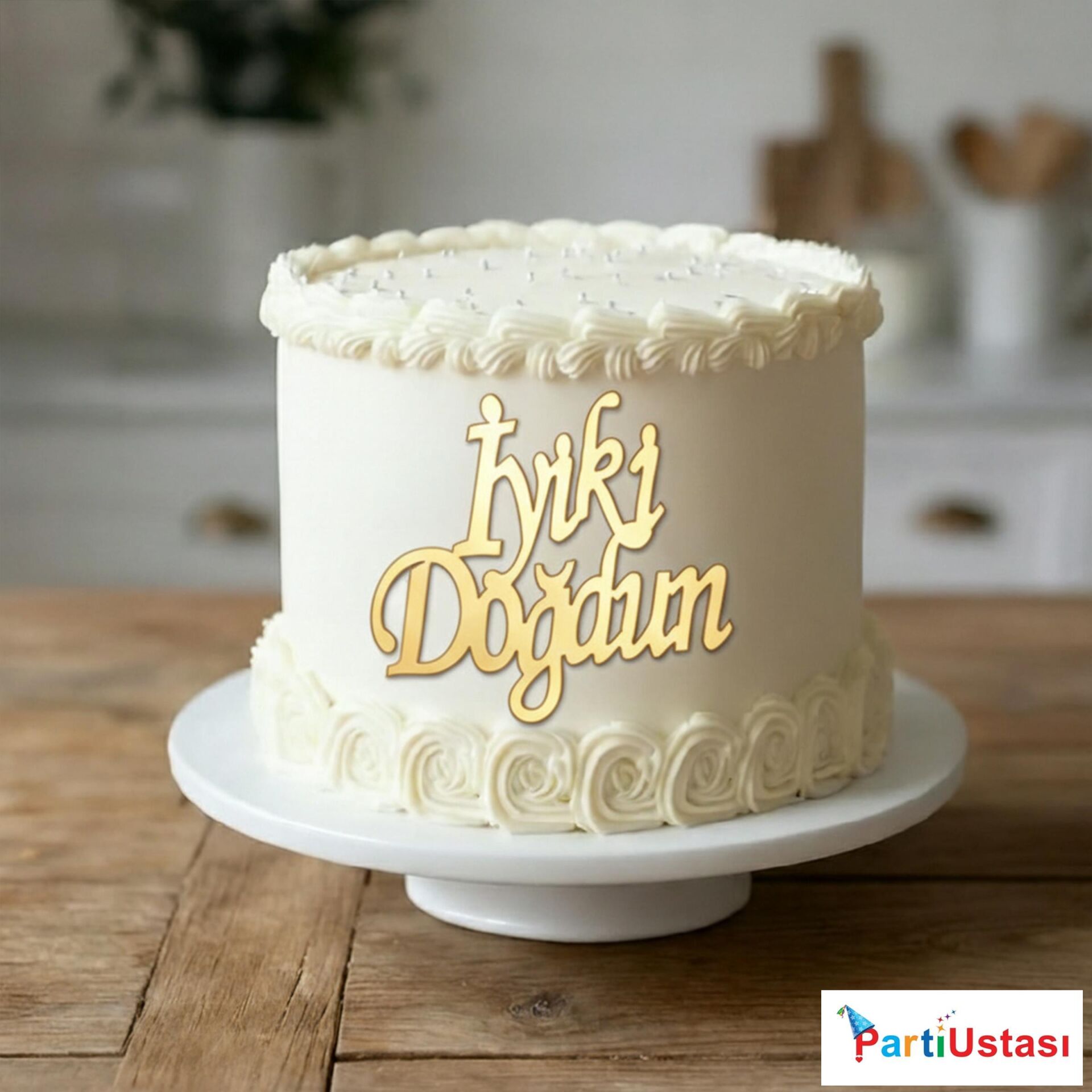 PASTA ÖNÜ YAZI PLEKSİ İYİKİ DOĞDUN GOLD