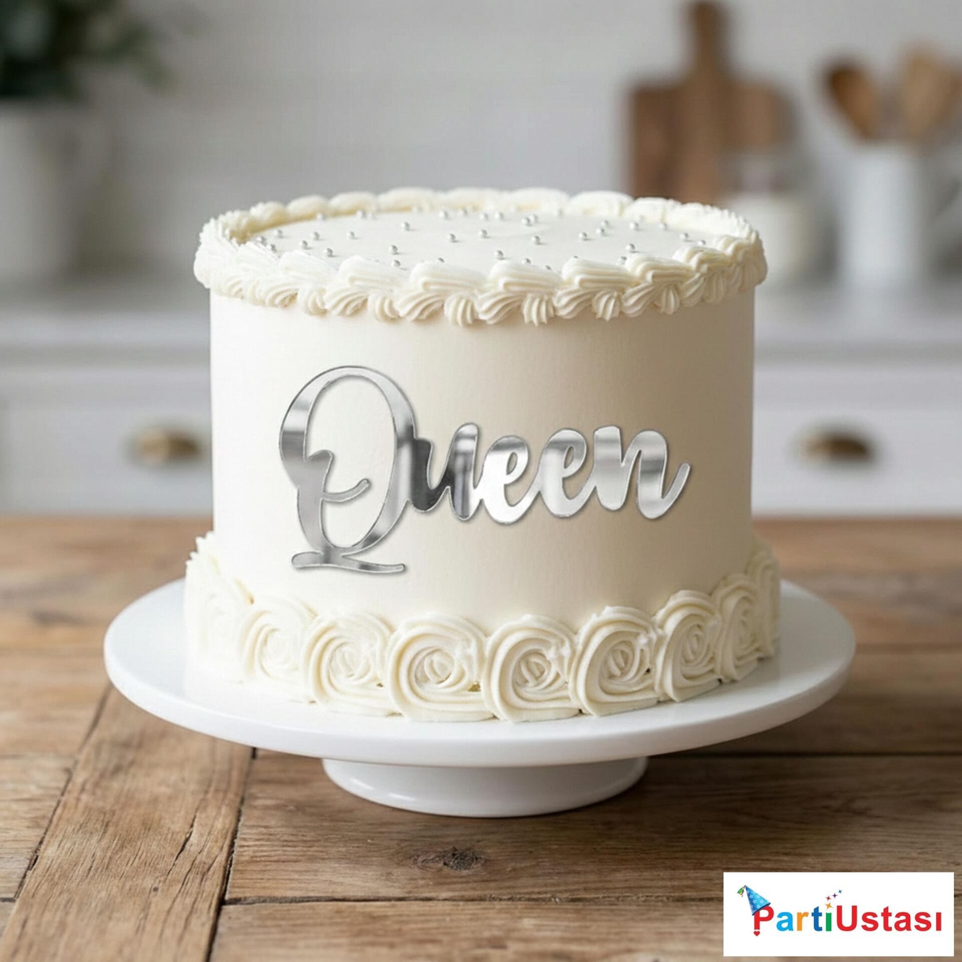 PASTA ÖNÜ YAZI PLEKSİ QUEEN GÜMÜŞ