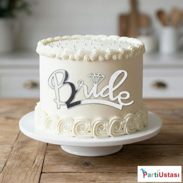 PASTA ÖNÜ YAZI PLEKSİ BRİDE GÜMÜŞ