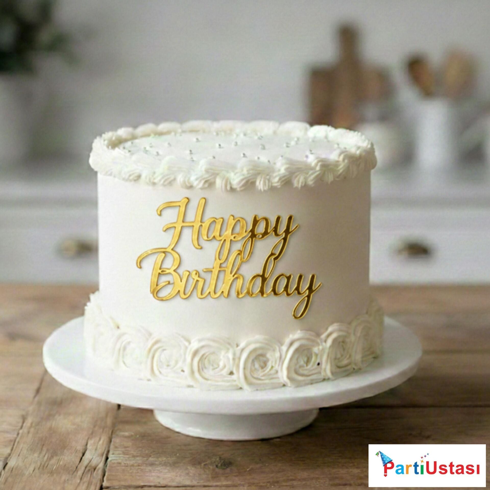 PASTA ÖNÜ YAZI PLEKSİ HAPPY KOREOGRAFİ GOLD