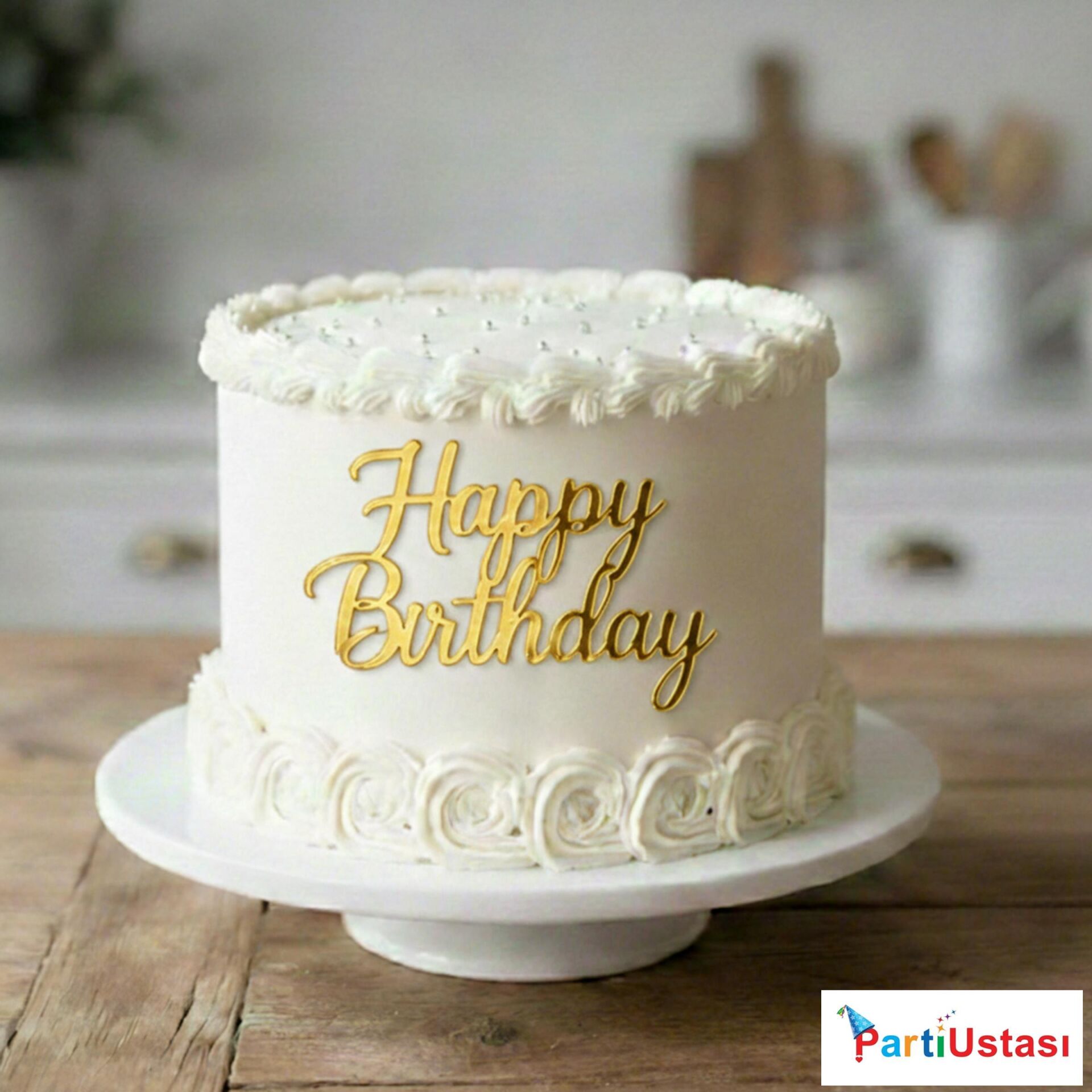 PASTA ÖNÜ YAZI PLEKSİ HAPPY KOREOGRAFİ GOLD