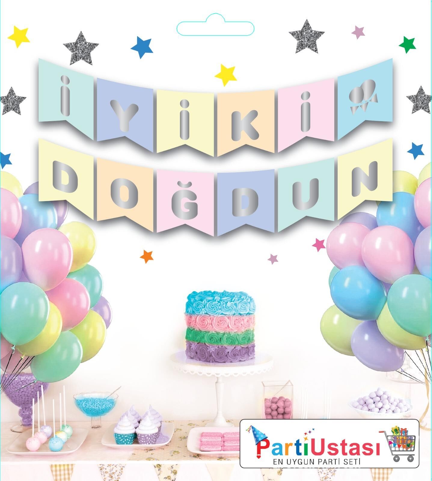 YAZI VARAKLI ZARF BANNER İYK  DOĞDUN MACARON GÜMÜŞ