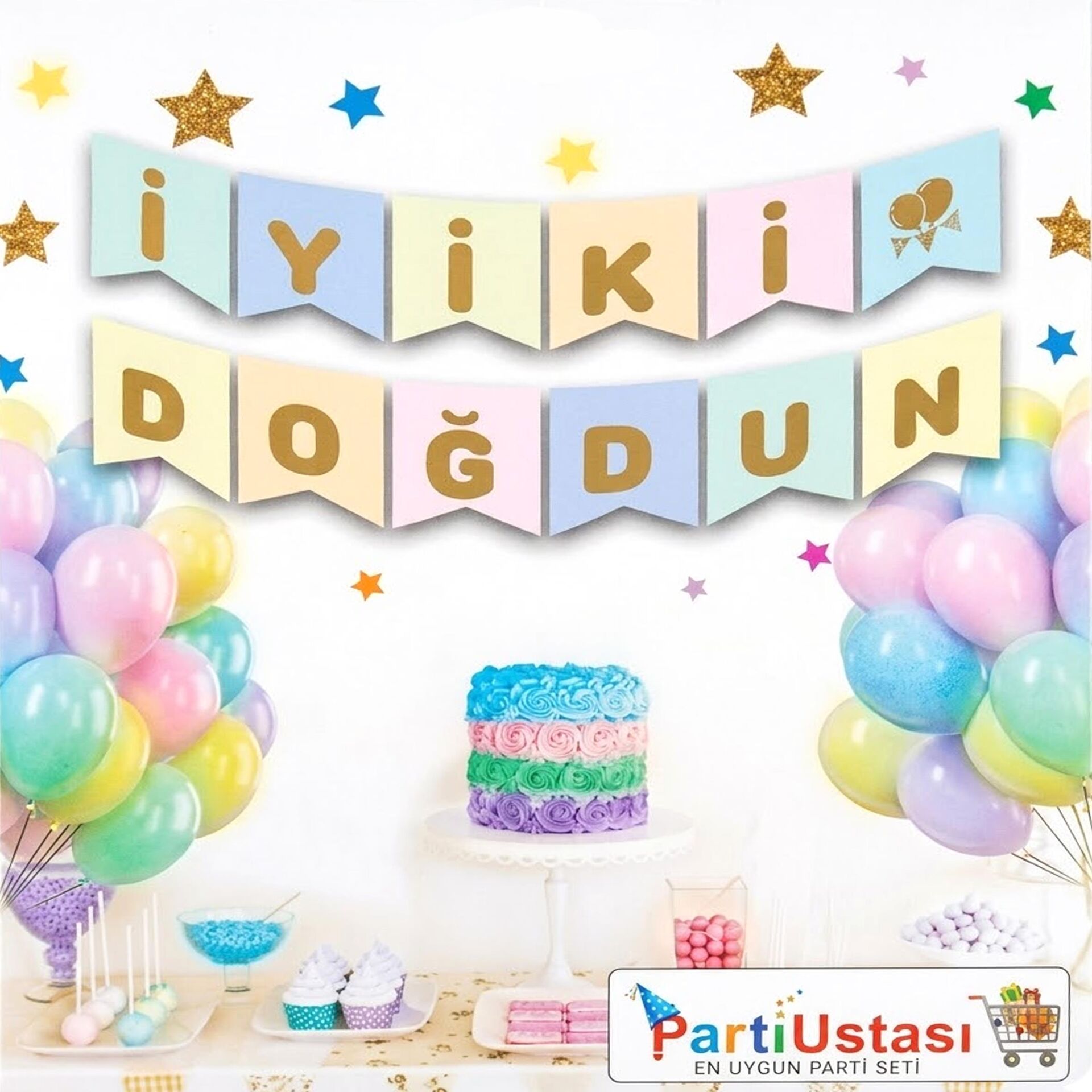 YAZI VARAKLI ZARF BANNER İYK  DOĞDUN MACARON GOLD