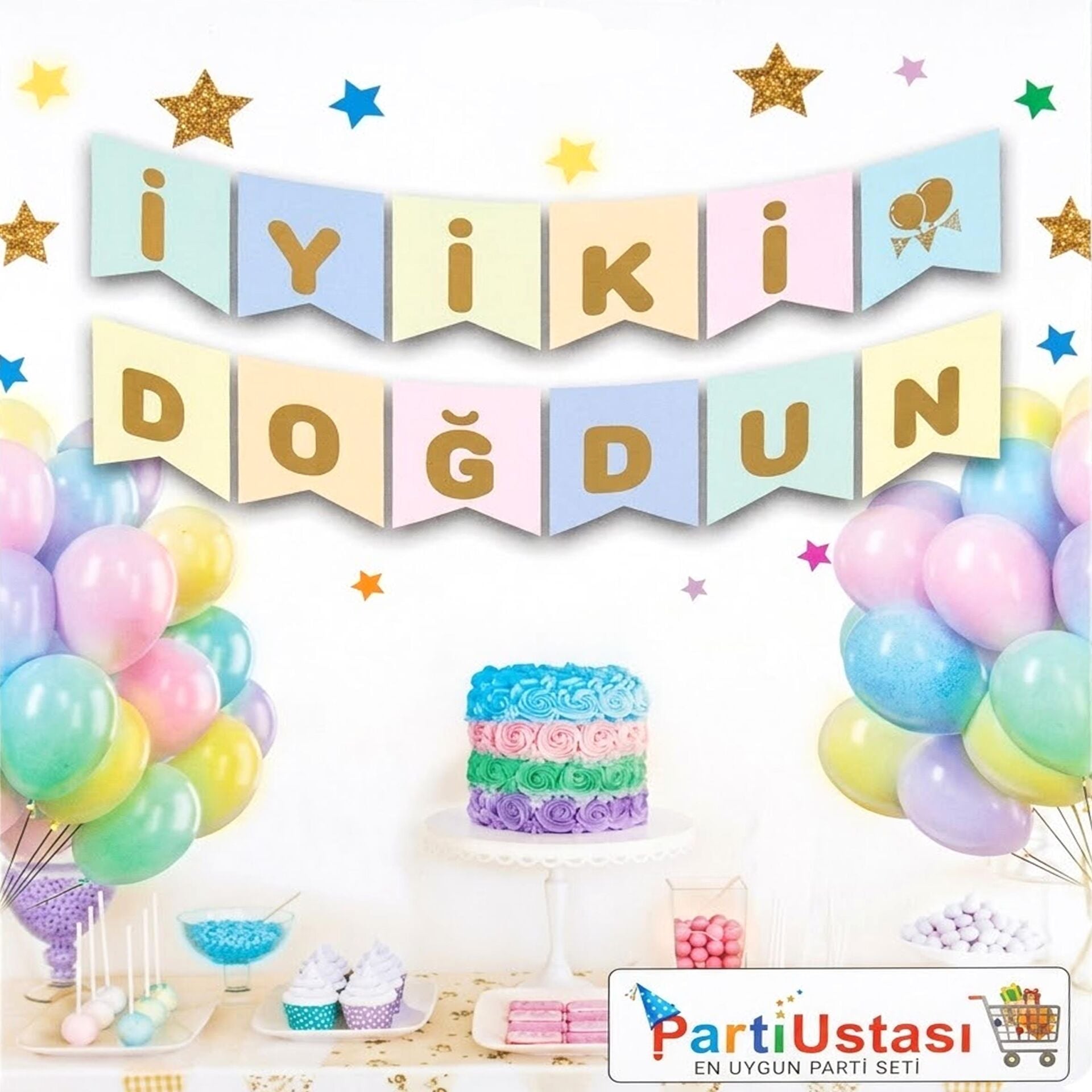 YAZI VARAKLI ZARF BANNER İYK  DOĞDUN MACARON GOLD