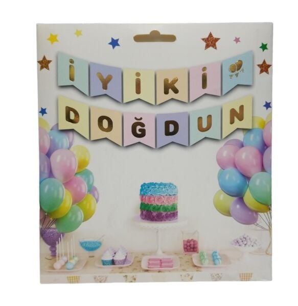YAZI VARAKLI ZARF BANNER İYK  DOĞDUN MACARON GOLD