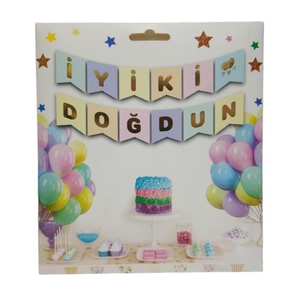 YAZI VARAKLI ZARF BANNER İYK  DOĞDUN MACARON GOLD