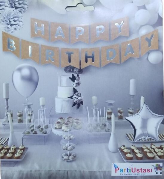 YAZI VARAKLI ZARF BANNER HAPPY KRAF GÜMÜŞ