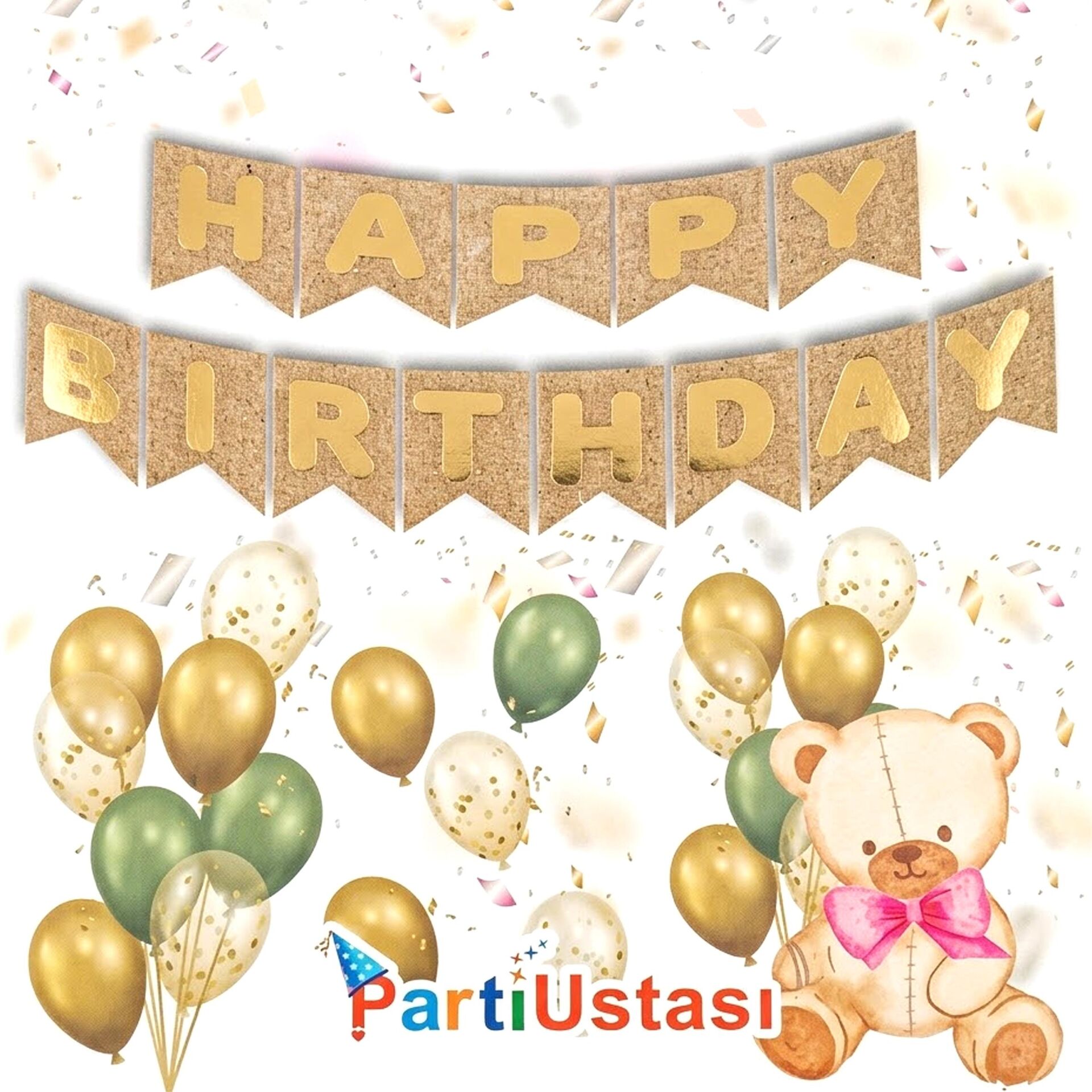 YAZI VARAKLI ZARF BANNER HAPPY KRAF ALTIN