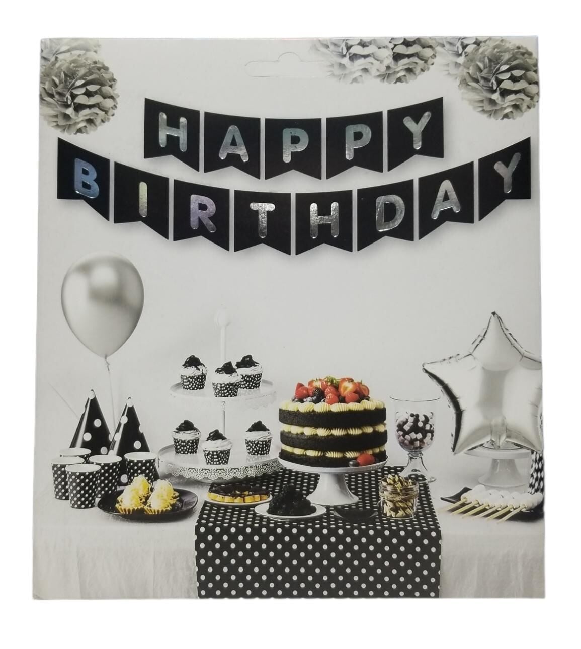 YAZI VARAKLI ZARF BANNER HAPPY SİYAH GÜMÜŞ