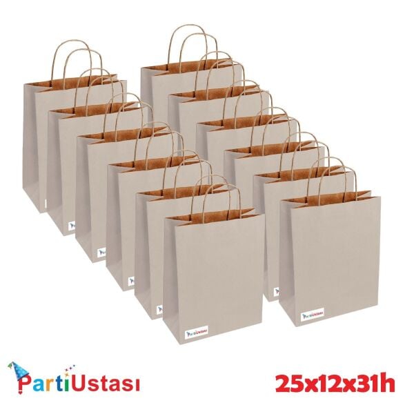 ÇANTA BÜKÜM SAPLI 25 X 12 X 31 H (25AD) GÜMÜŞ
