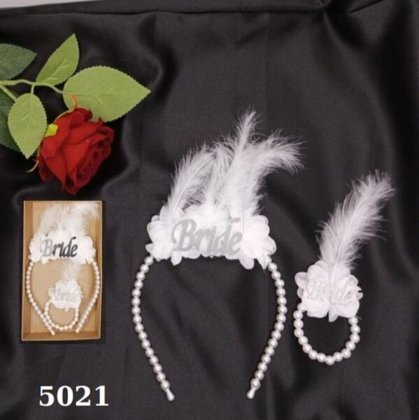 SET TAÇ İNCİLİ BEYAZ GÜMÜŞ