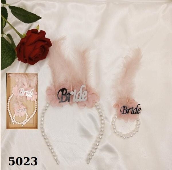 SET TAÇ İNCİLİ PEMBE GÜMÜŞ