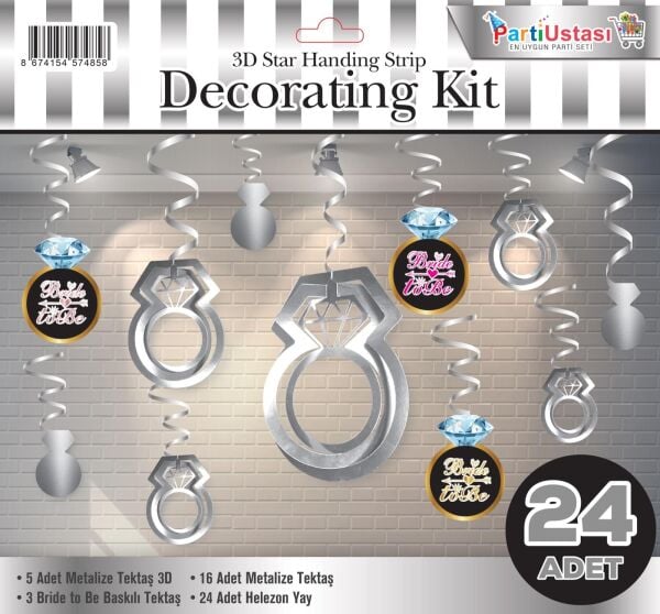 3D TAVAN SÜS 24 LÜ YÜZÜK GÜMÜŞ