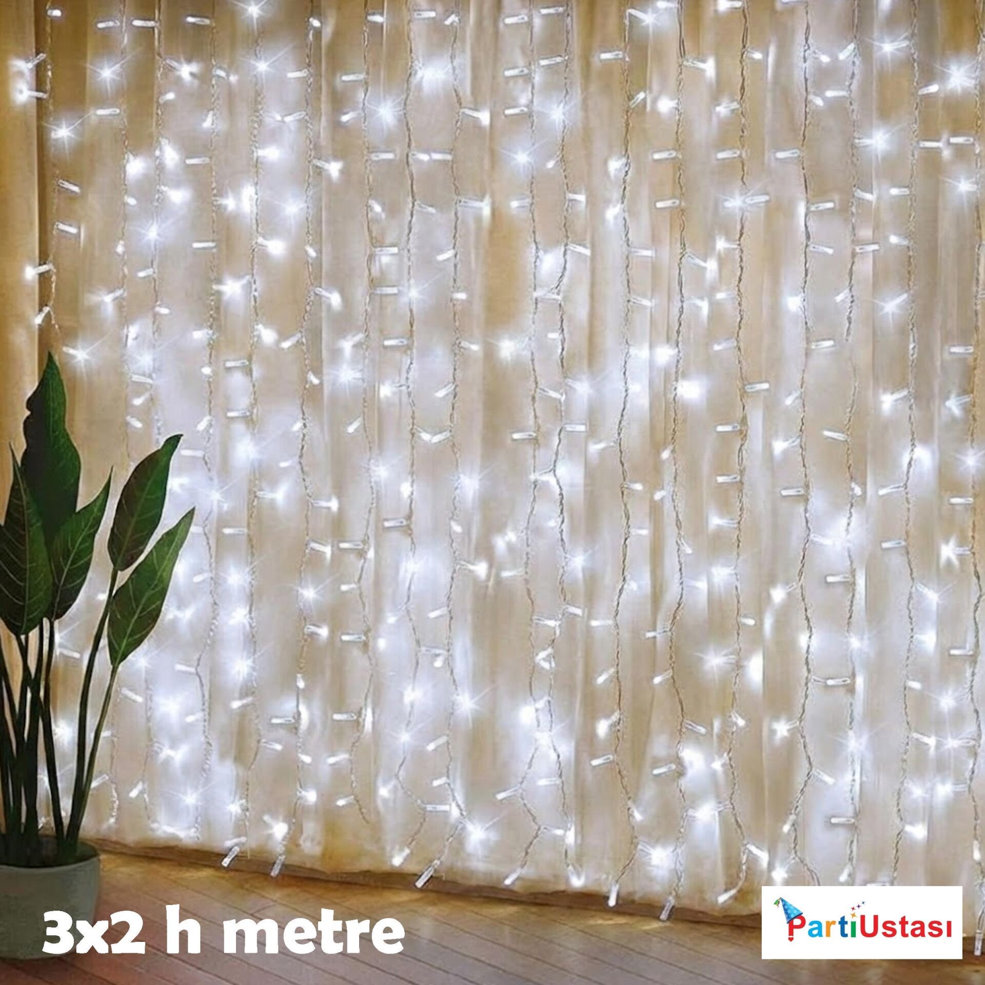 LED PERDE 3 X 2  H METRE BEYAZ