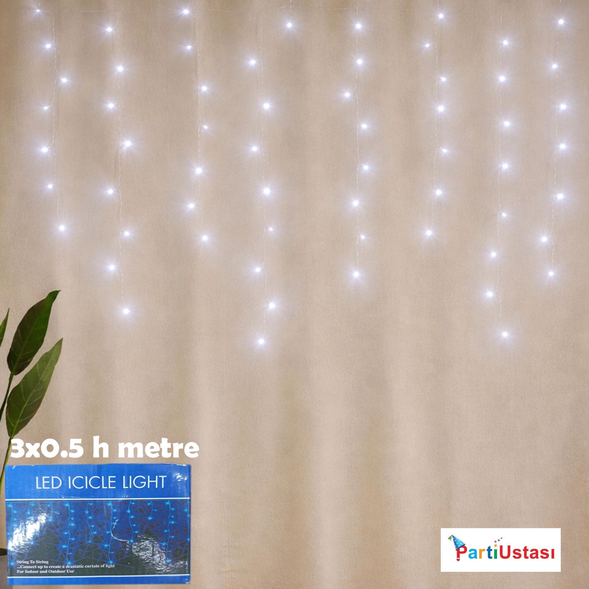 LED PERDE 3 X 0.5 H METRE BEYAZ
