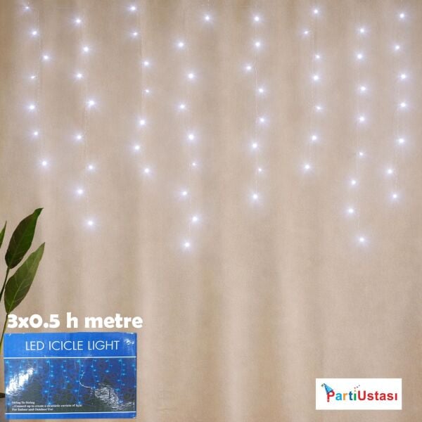 LED PERDE 3 X 0.5 H METRE BEYAZ
