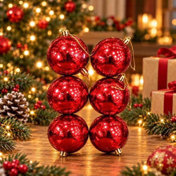 6CM NOEL TOPU 6 LI KIRMIZI (1 KOLİ 120 PK)