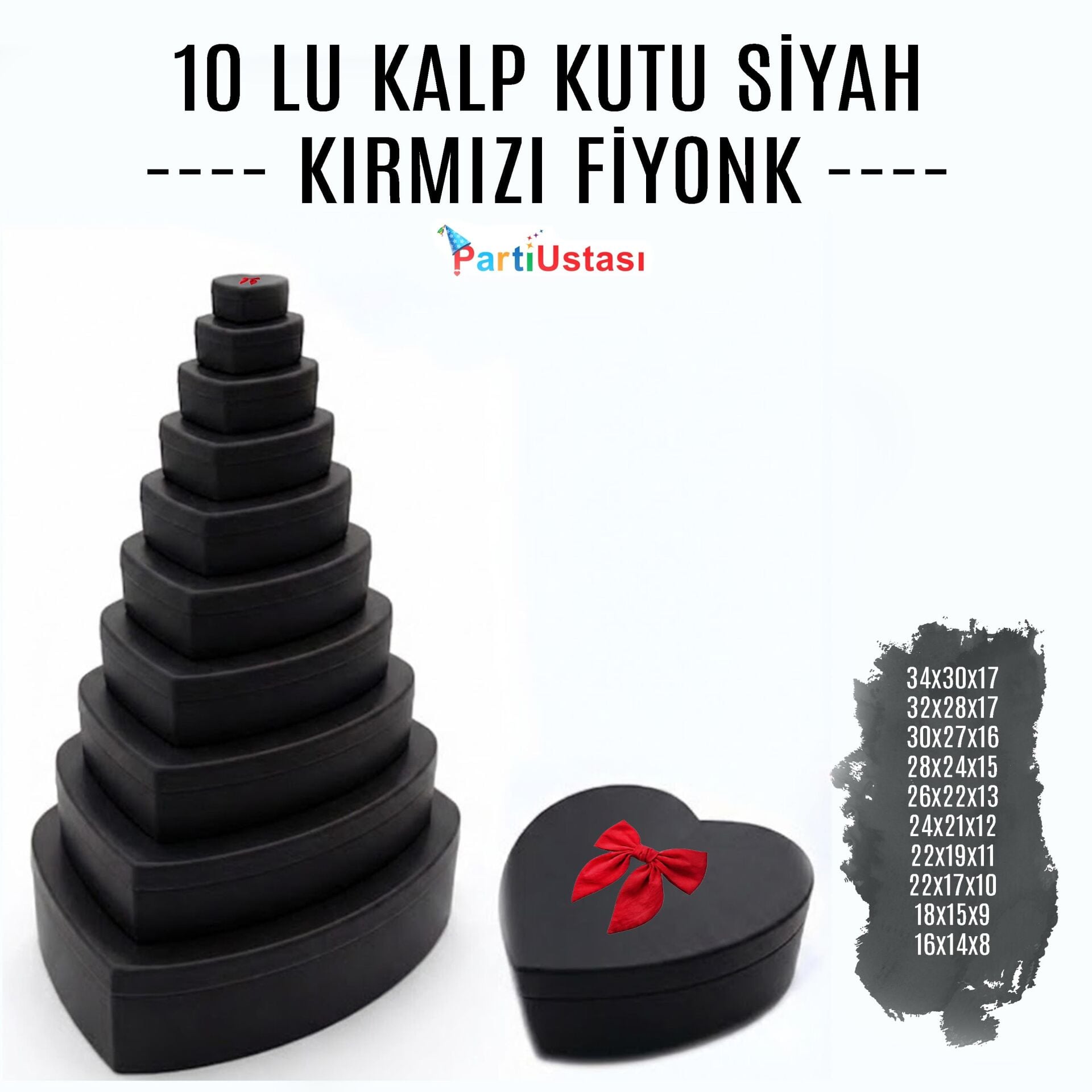 KUTU 10 LU KALP SİYAH / KIRMIZI KURDELELİ