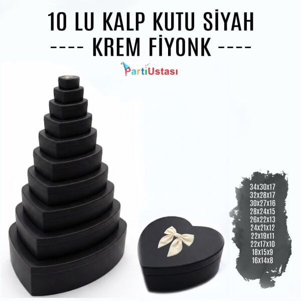 KUTU 10 LU KALP SİYAH / KREM KURDELELİ