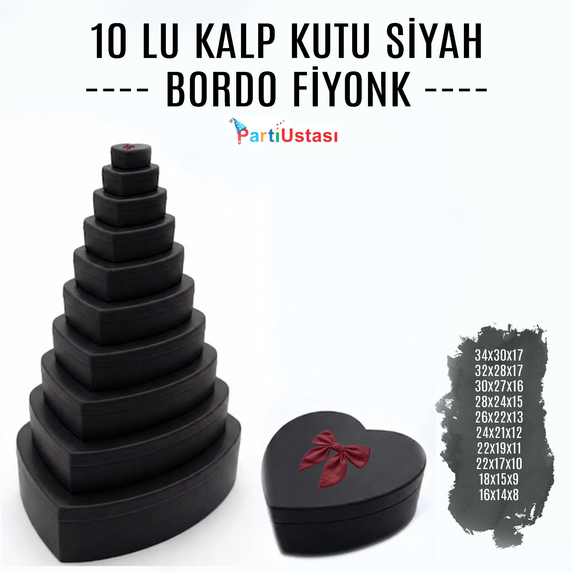 KUTU 10 LU KALP SİYAH / BORDO KURDELELİ