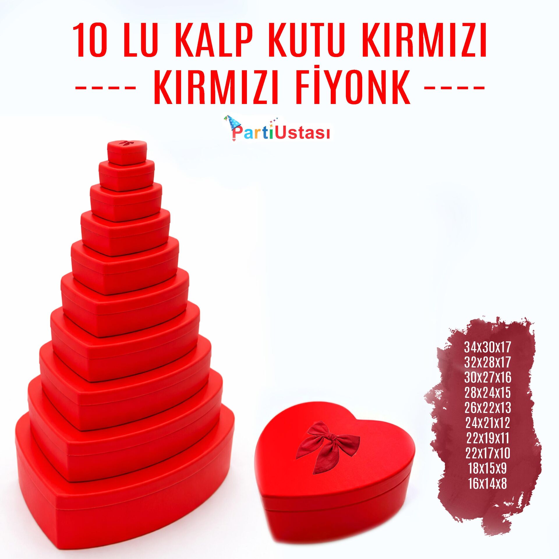 KUTU 10 LU KALP KIRMIZI / KIRMIZI KURDELELİ