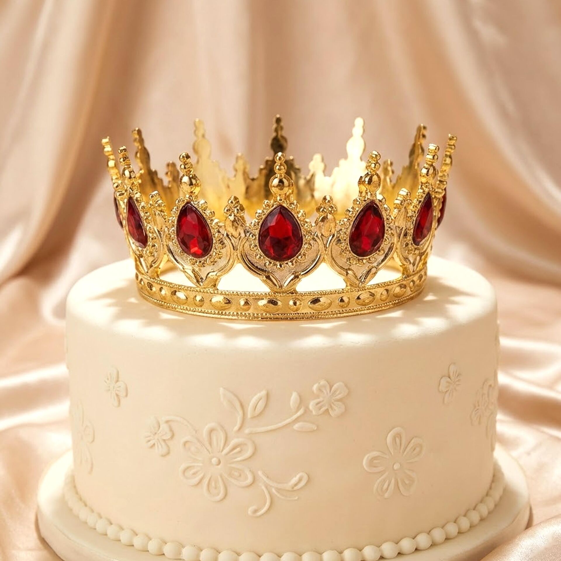 PLS TAÇ  TAM TUR TAŞLI GOLD KIRMIZI