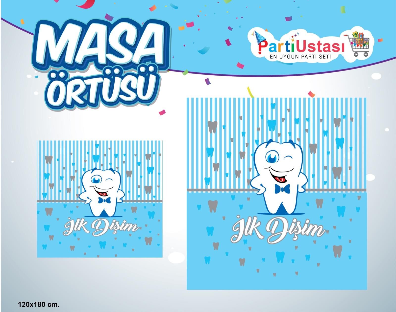 BASKILI MASA ÖRTÜSÜ DİŞ MAVİ