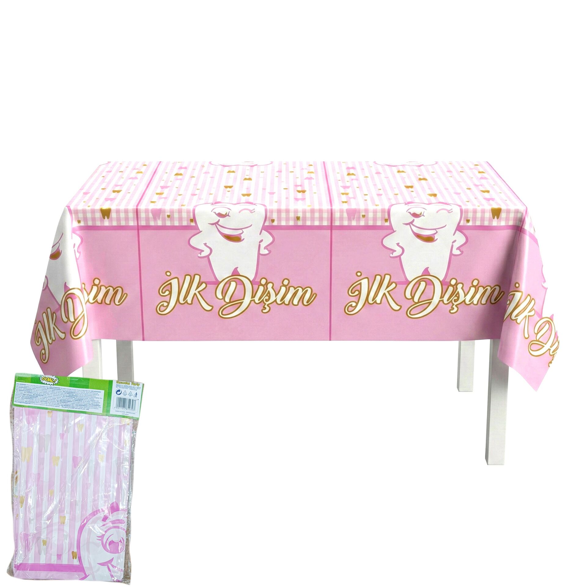 BASKILI MASA ÖRTÜSÜ DİŞ PEMBE