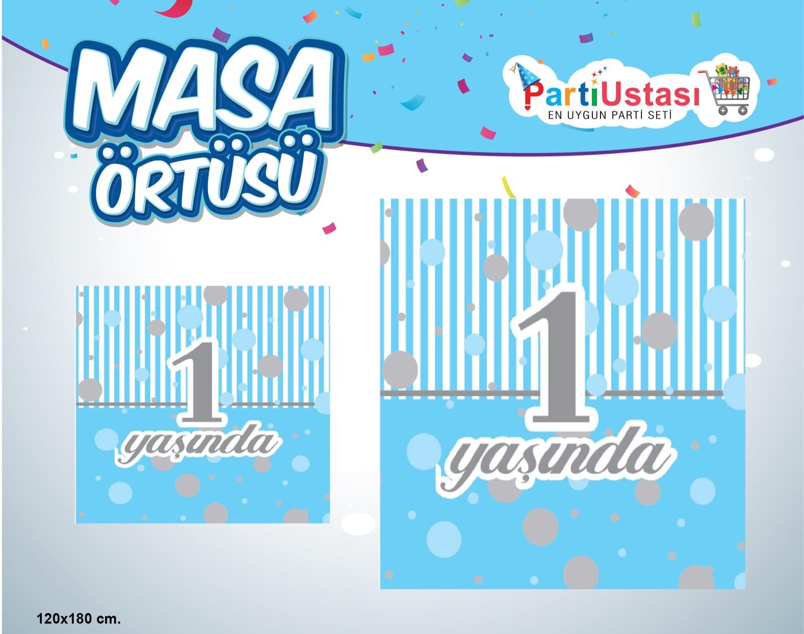 BASKILI MASA ÖRTÜSÜ 1 YAŞ MAVİ