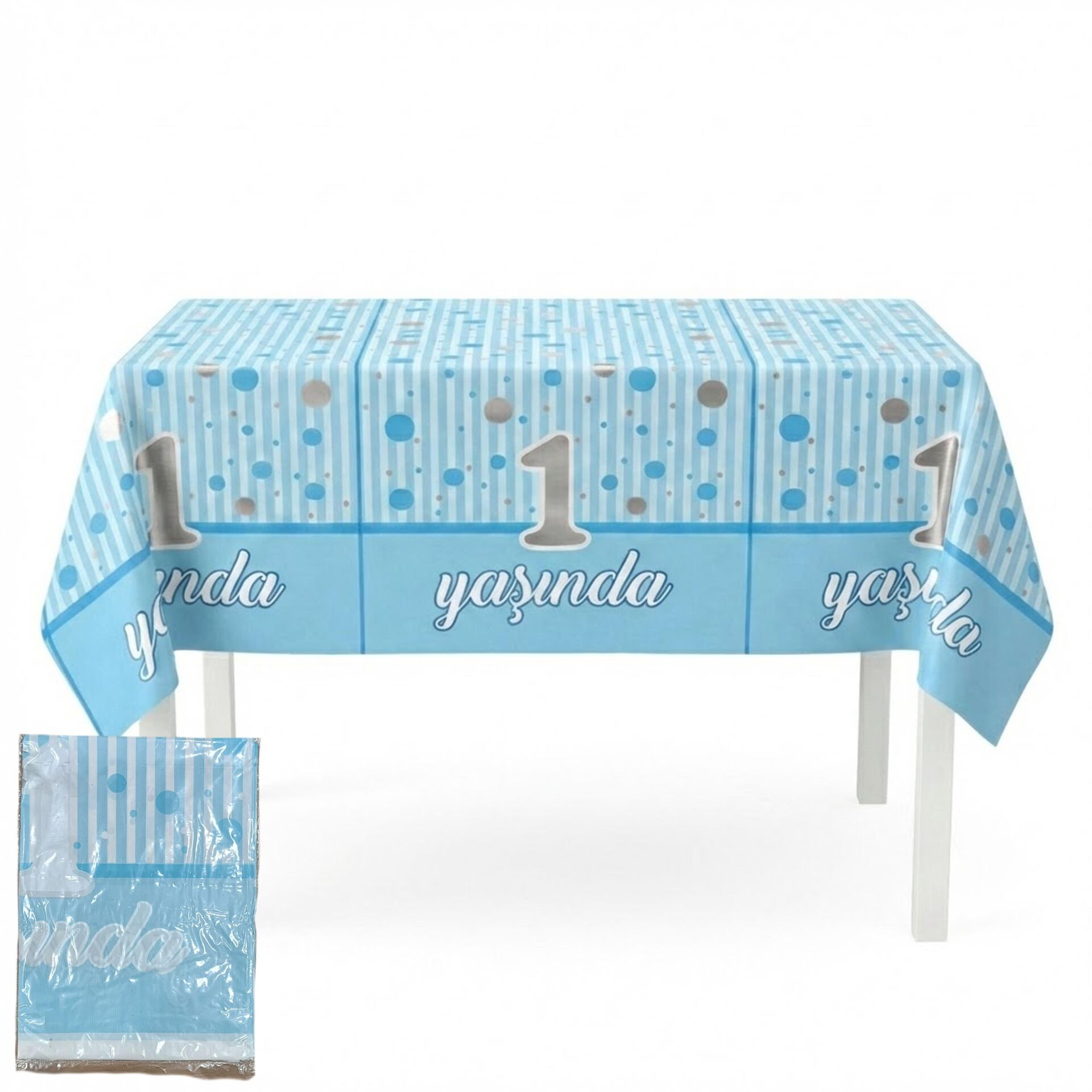 BASKILI MASA ÖRTÜSÜ 1 YAŞ MAVİ