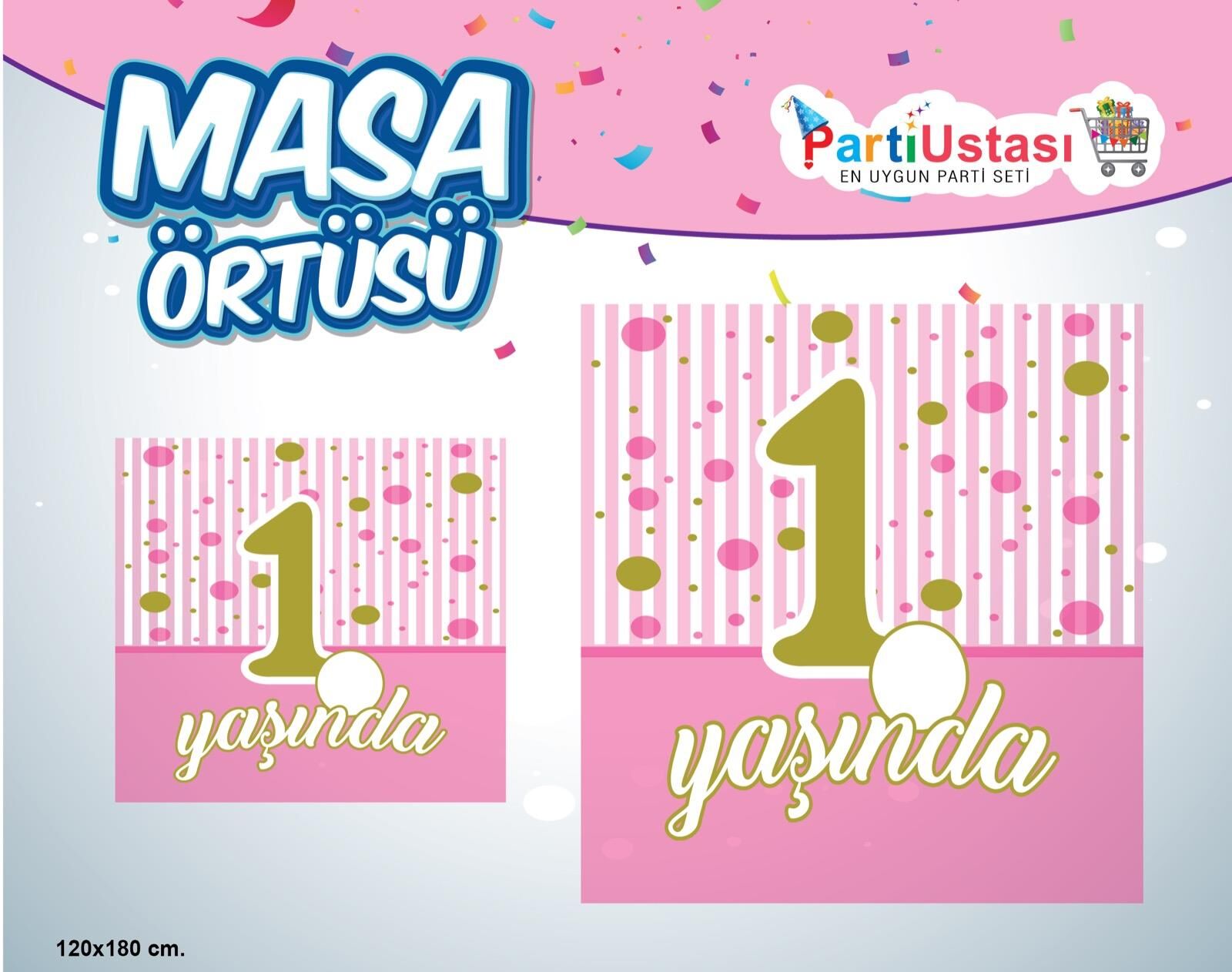 BASKILI MASA ÖRTÜSÜ 1 YAŞ PEMBE