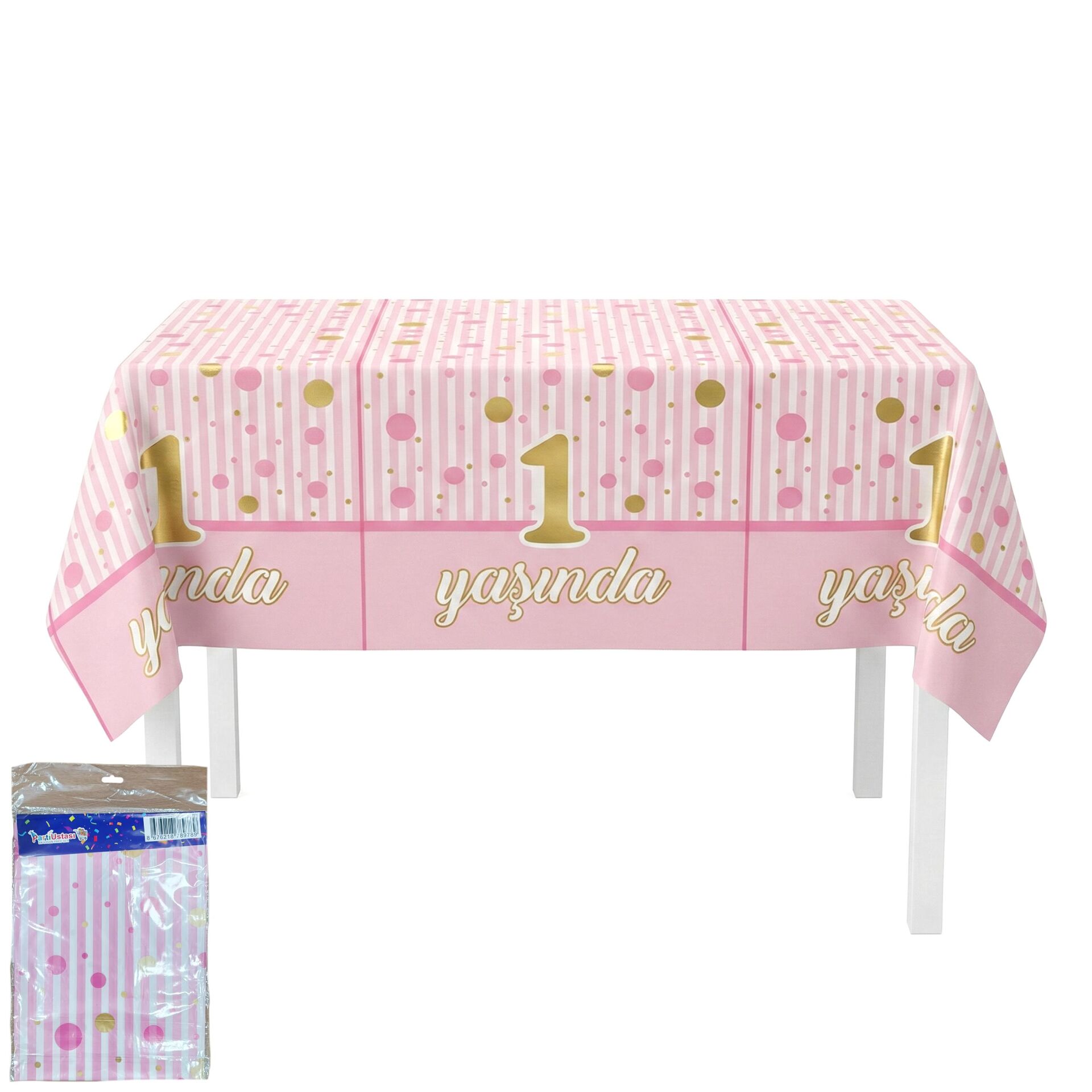 BASKILI MASA ÖRTÜSÜ 1 YAŞ PEMBE