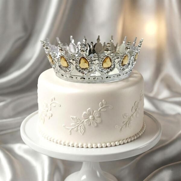 PLS TAÇ  TAM TUR TAŞLI GÜMÜŞ GOLD