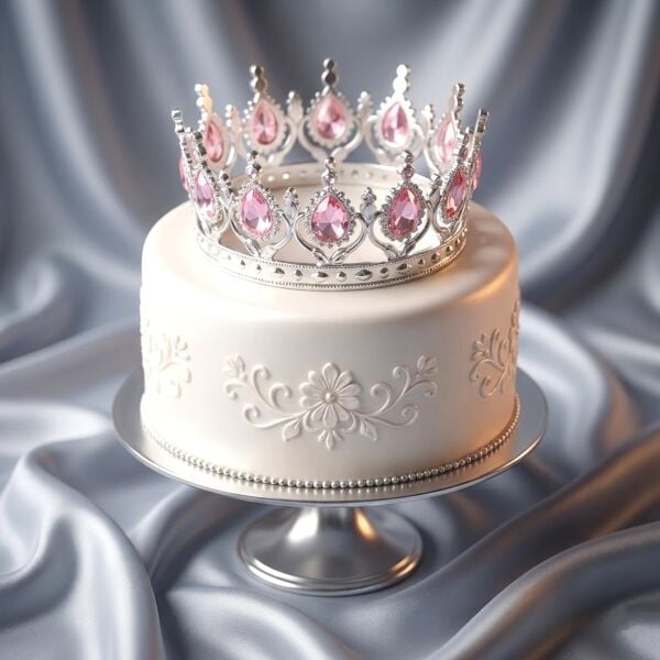 PLS TAÇ  TAM TUR TAŞLI GÜMÜŞ PEMBE