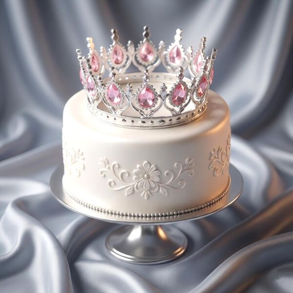 PLS TAÇ  TAM TUR TAŞLI GÜMÜŞ PEMBE