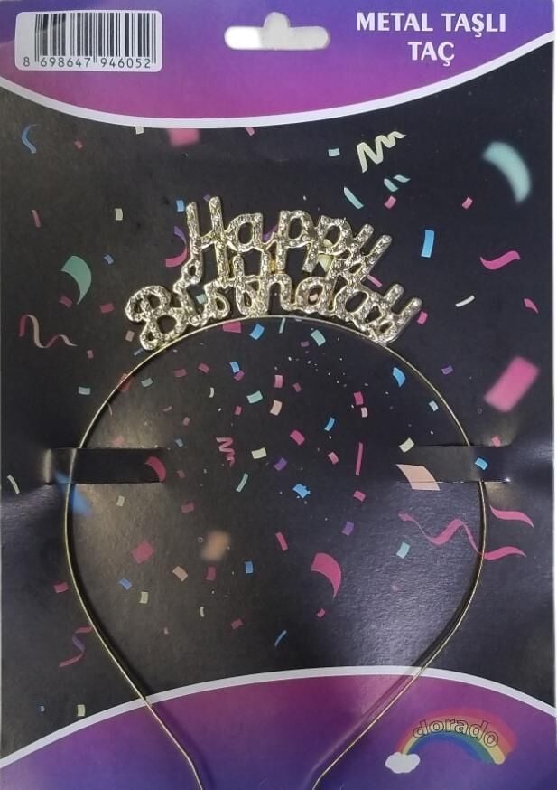 TAÇ TAŞLI METAL HAPPY BIRTHDAY GOLD