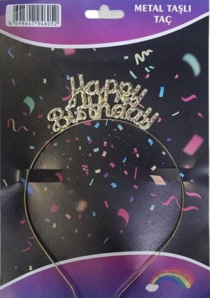 TAÇ TAŞLI METAL HAPPY BIRTHDAY GOLD
