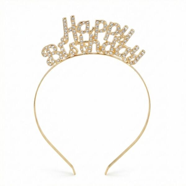 TAÇ TAŞLI METAL HAPPY BIRTHDAY GOLD