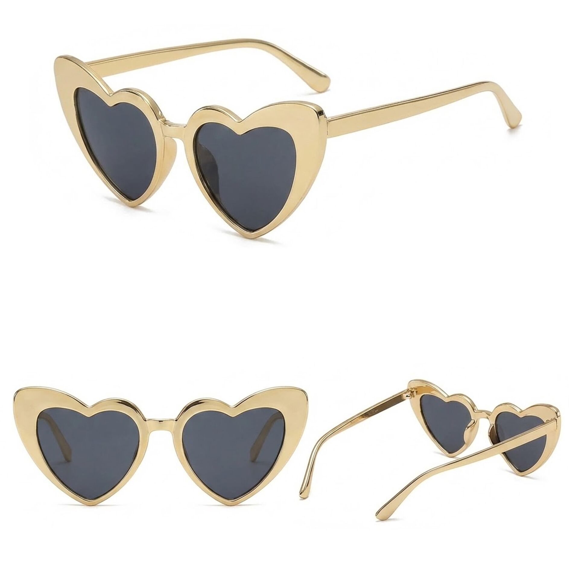 GELİN DAMAT PARLAK GÖZLÜK GELİN KALP GOLD