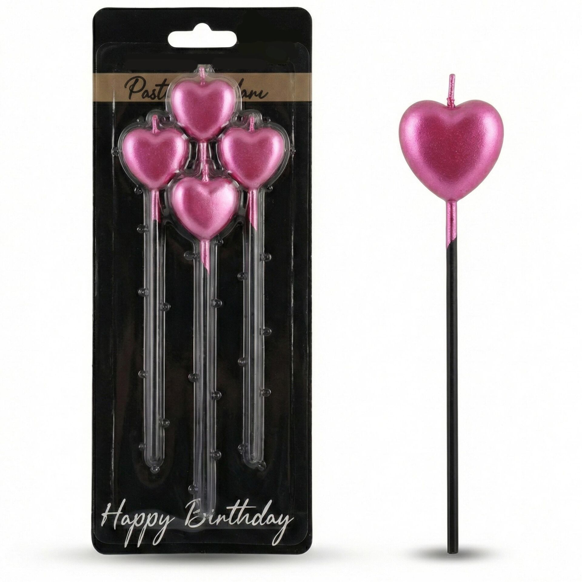 MUM 15 CM KALP ÇUBUKLU PEMBE 3 LÜ