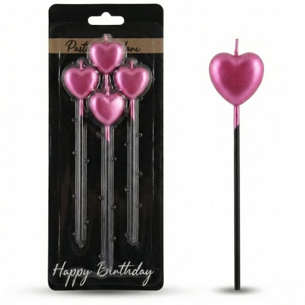 MUM 15 CM KALP ÇUBUKLU PEMBE 3 LÜ