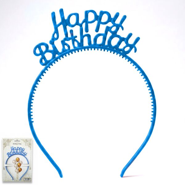 PLS RENKLİ TAÇ HAPPY BİRTHDAY MAVİ