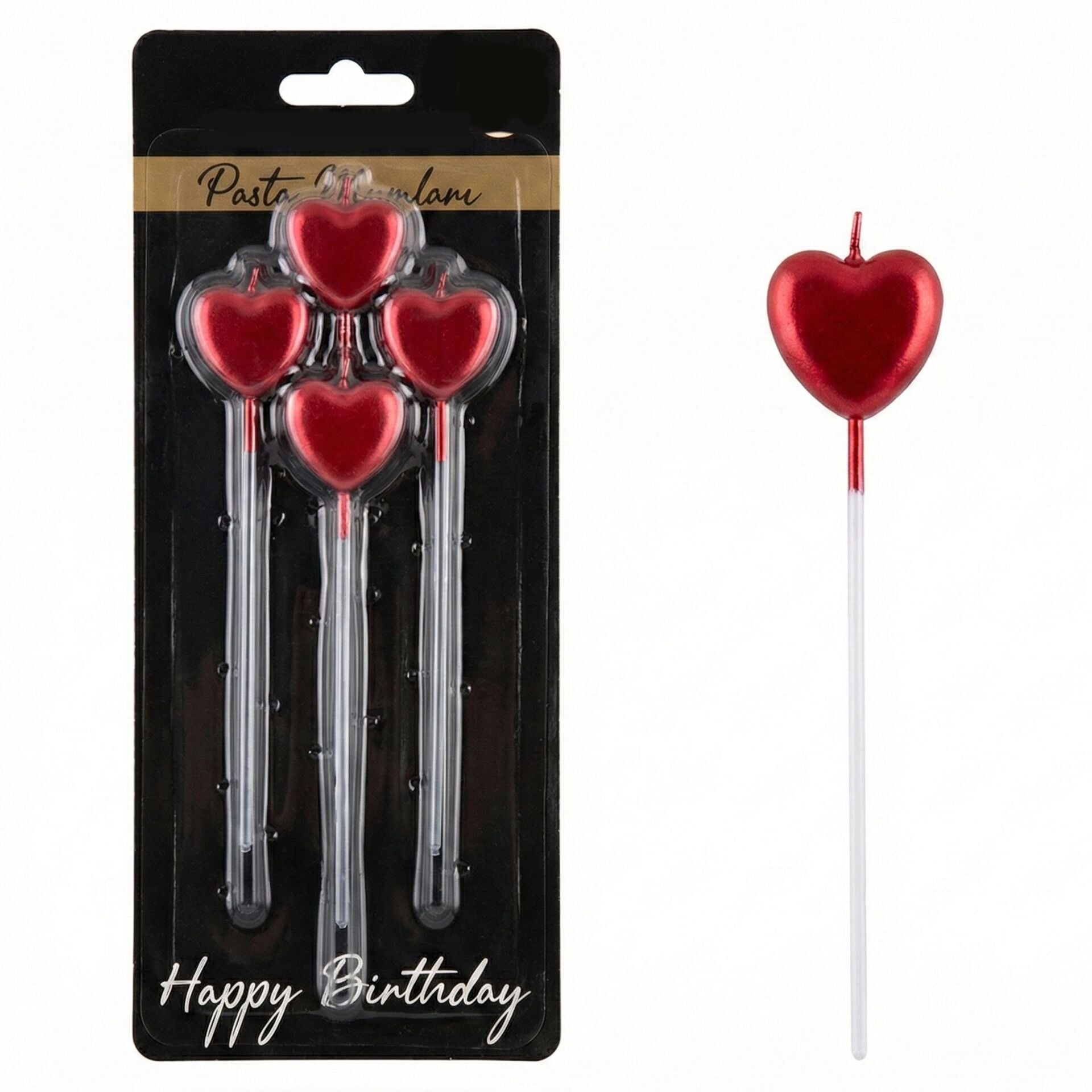 MUM 15 CM KALP ÇUBUKLU KIRMIZI 3 LÜ